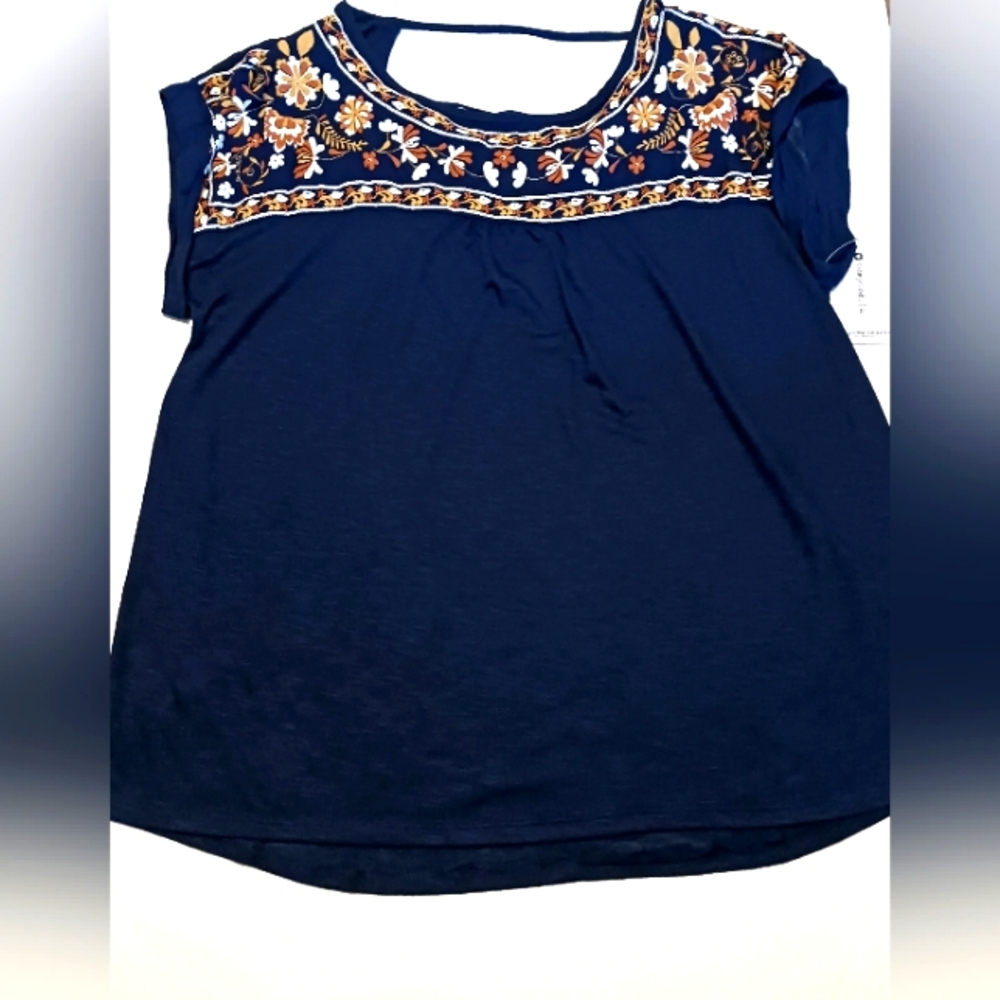 Women's Navy Plus Blouse Sz 2X